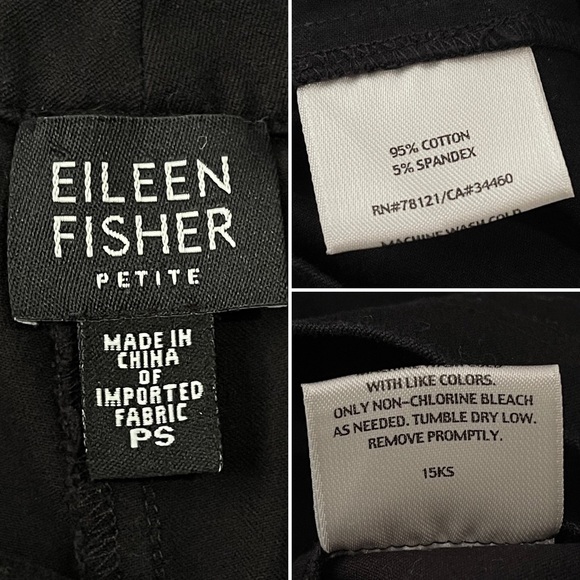 Eileen Fisher Wide Leg Pants Trousers Cotton Blend Classic Black MP - Picture 3 of 3